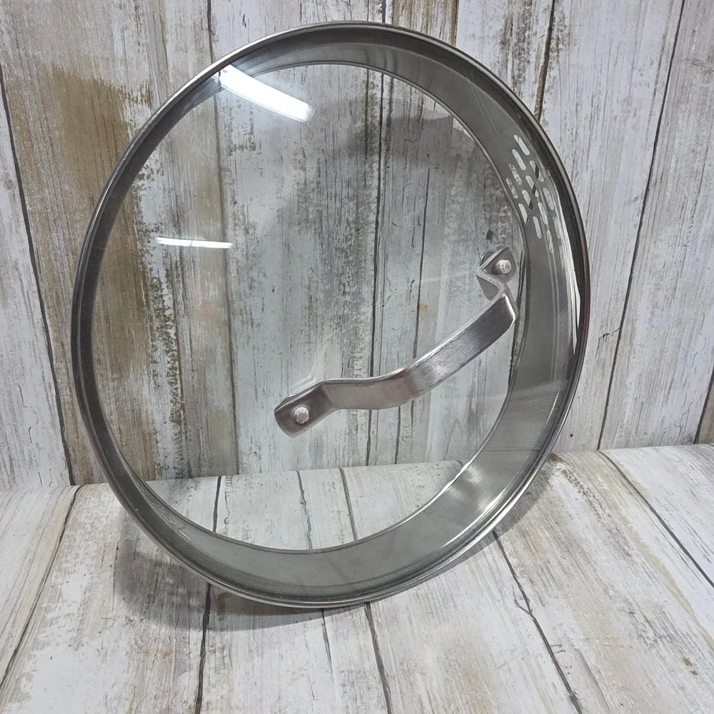 10 Inch Tempered Glass Straining Lid Stainless Steel Rim Riveted Handle 1081219